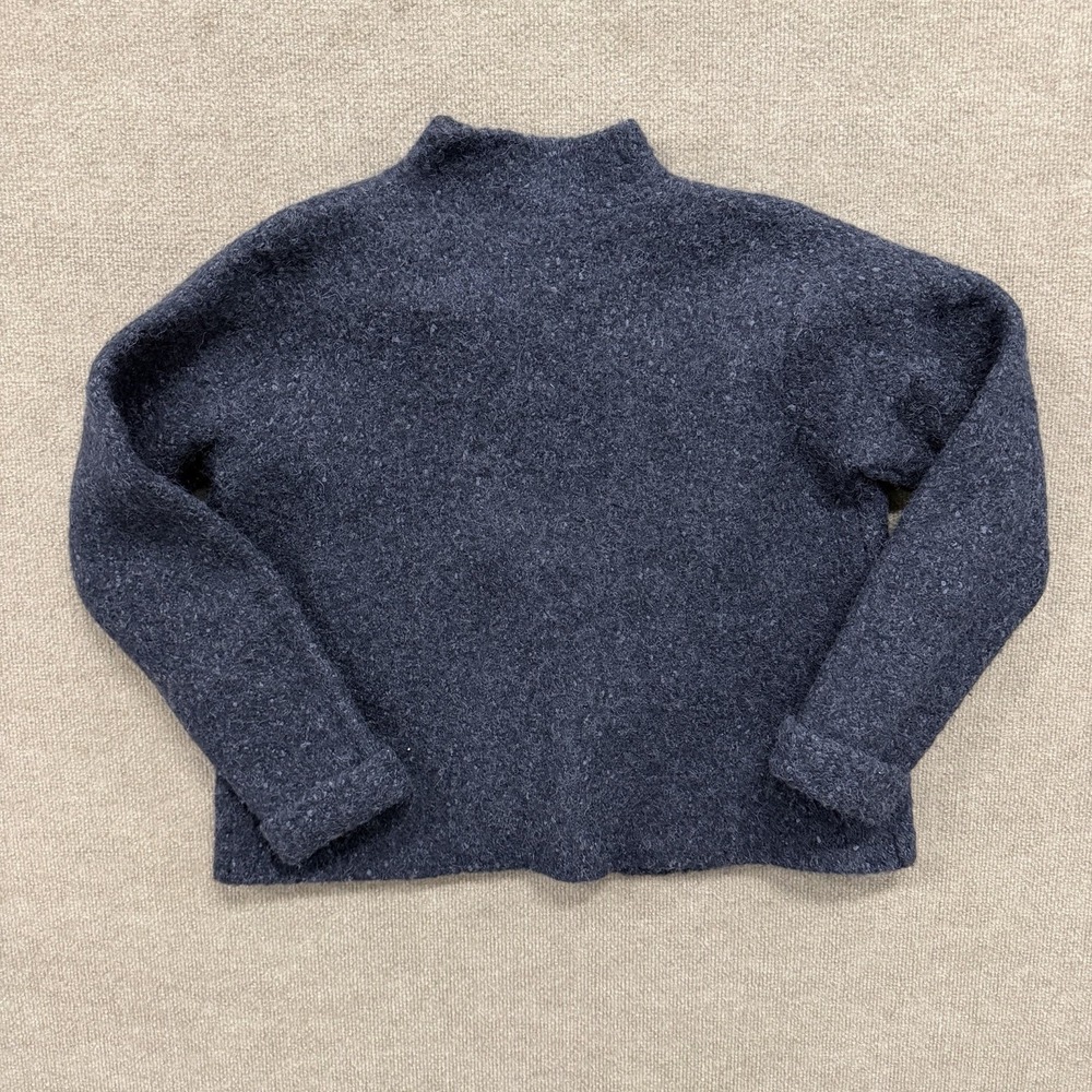 Eileen Fisher Alpaca Blue Black Open Front Cardigan Sweater Woman's Size M - Picture 8 of 8